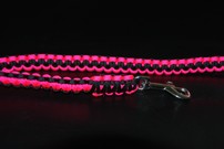 Hundeleine + passendes Halsband, neonpink/schwarz