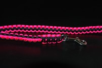 Hundeleine + passendes Halsband, neonpink/schwarz Hundeleine + passendes Halsband, neonpink/schwarz